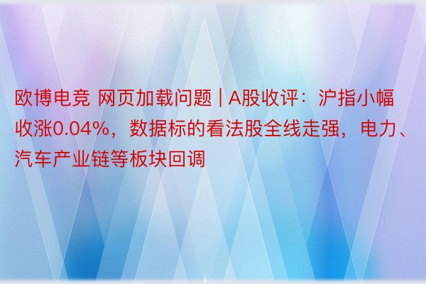 欧博电竞 网页加载问题 | A股收评：沪指小幅收涨0.04%，数据标的看法股全线走强，电力、汽车产业链等板块回调