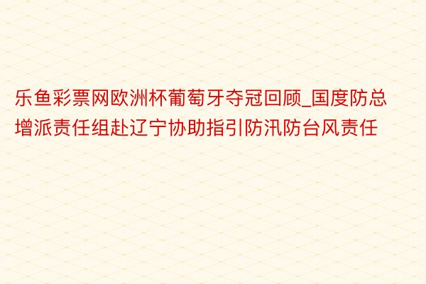 乐鱼彩票网欧洲杯葡萄牙夺冠回顾_国度防总增派责任组赴辽宁协助指引防汛防台风责任