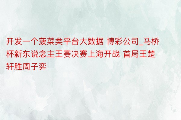 开发一个菠菜类平台大数据 博彩公司_马桥杯新东说念主王赛决赛上海开战 首局王楚轩胜周子弈