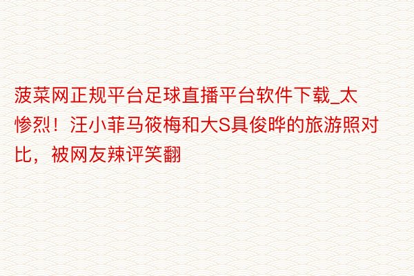 菠菜网正规平台足球直播平台软件下载_太惨烈！汪小菲马筱梅和大S具俊晔的旅游照对比，被网友辣评笑翻